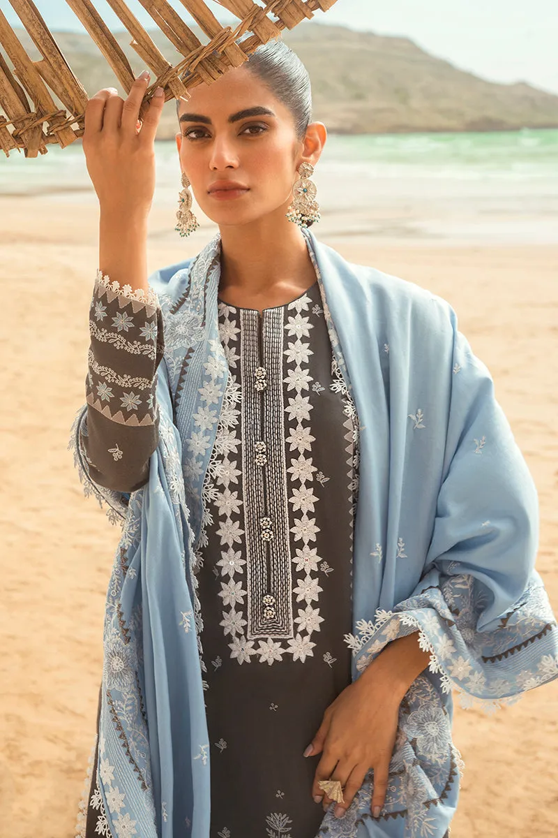 Cross Stitch Satin Collection 2023 CERULEAN SERE-3PC SATIN PRINTED SUIT