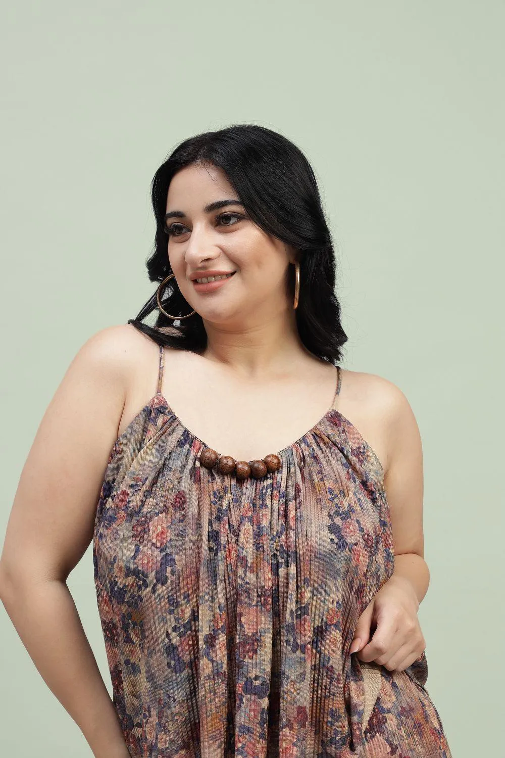 Curvy Lane Women Plus Size Floral Noodle Straps Top and Palazzo Set