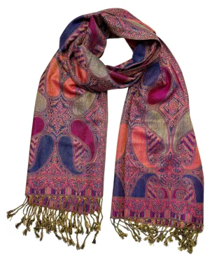 Deep Pink & Blue Paisley Rave Pashmina