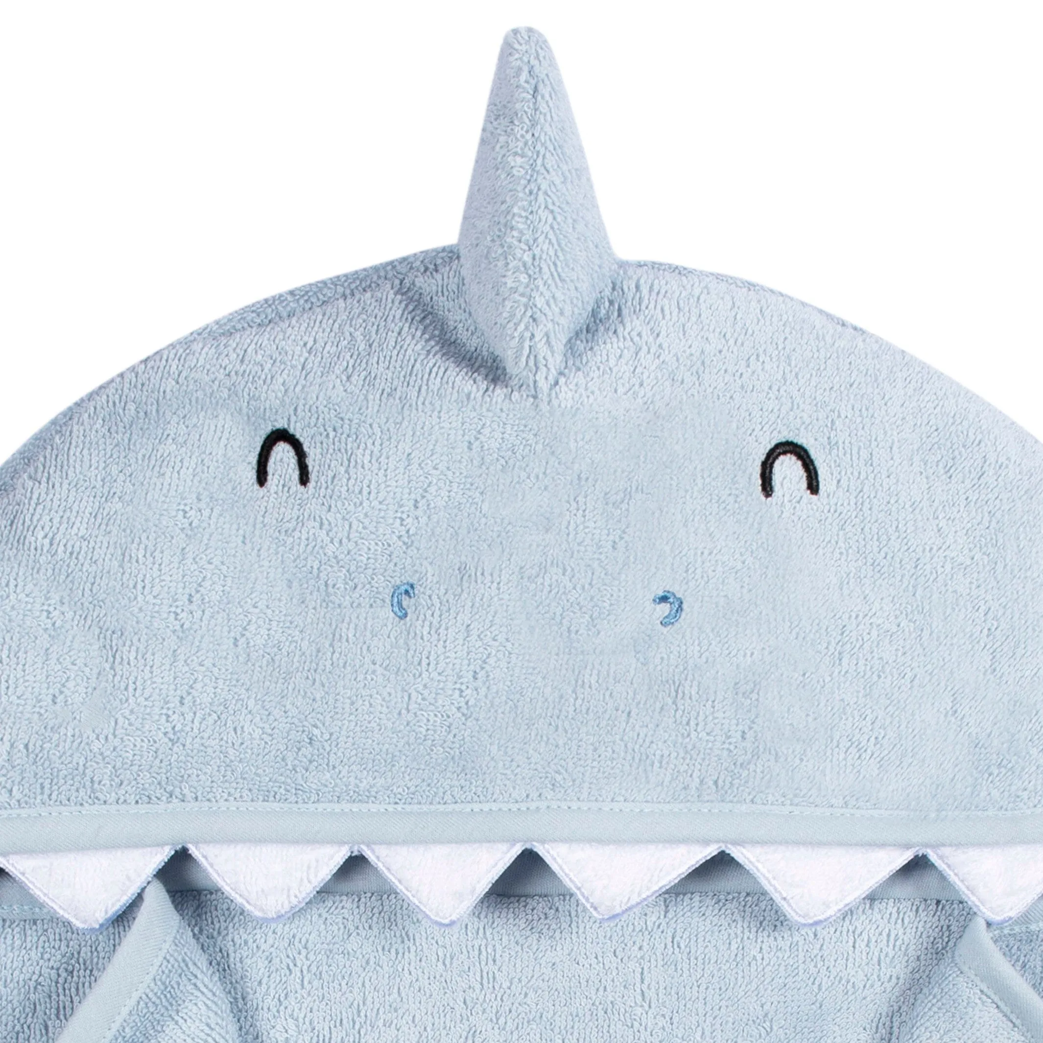 Embroidered 4-Piece Baby Boys Blue Shark Towel & Washcloths Set