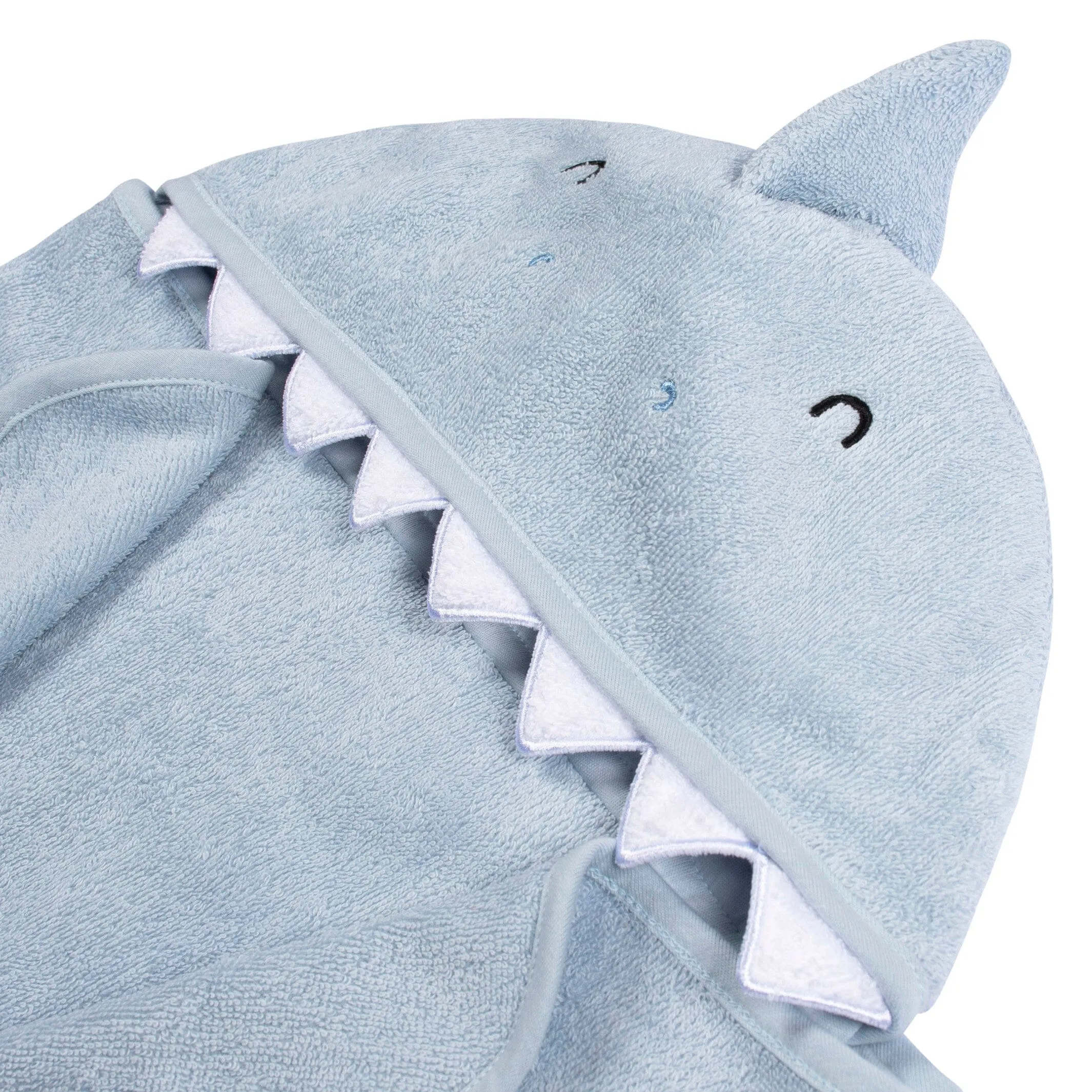 Embroidered 4-Piece Baby Boys Blue Shark Towel & Washcloths Set