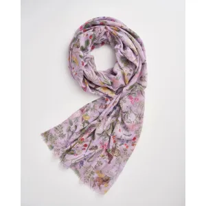 Fable England 180cm Lilac Meadow Creatures Lightweight Scarf