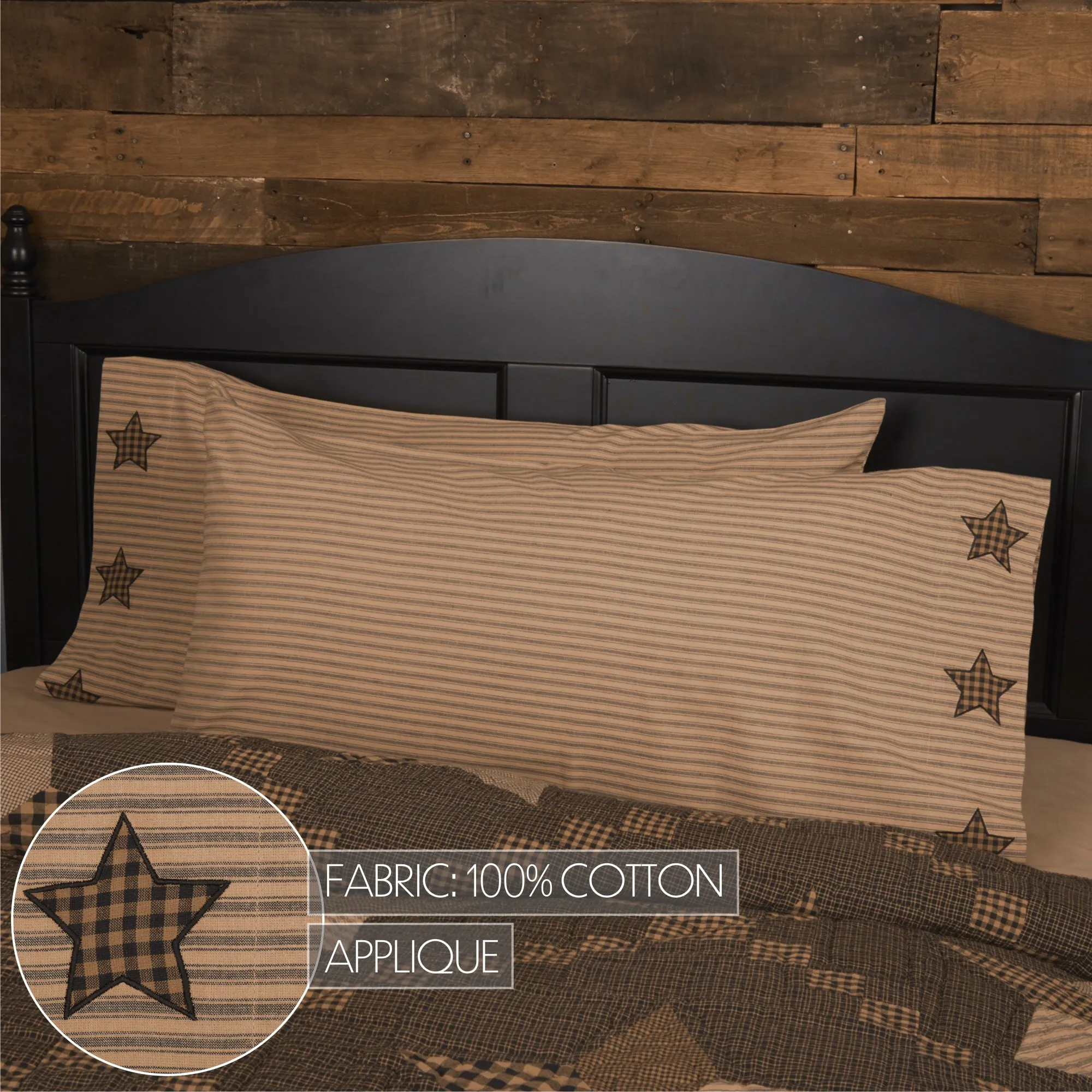 Farmhouse Star Pillow Case w/Applique Star