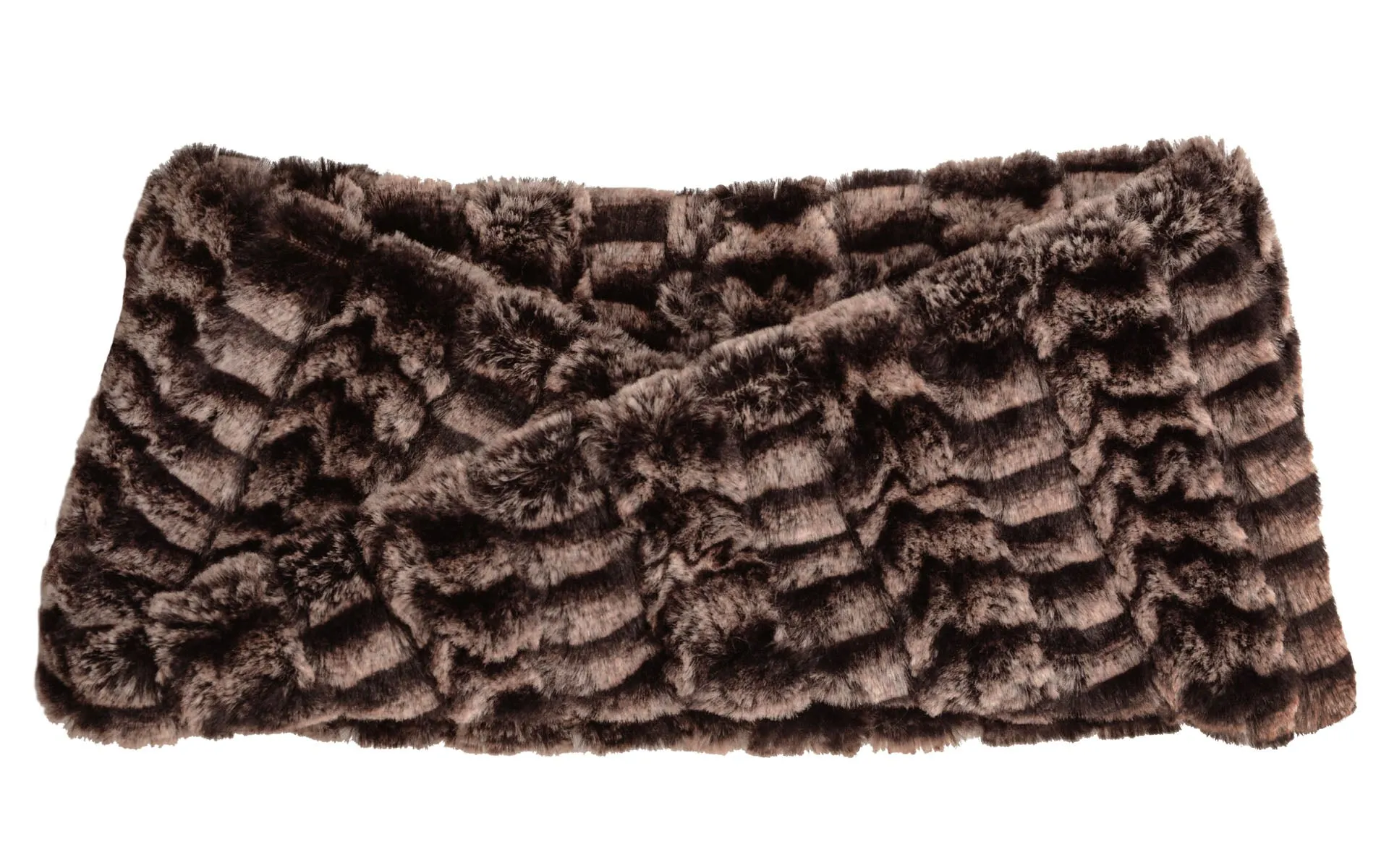 Faux Fur Gift Set - Velvet Pull-Thru Scarf and Headband in Sepia 8MM