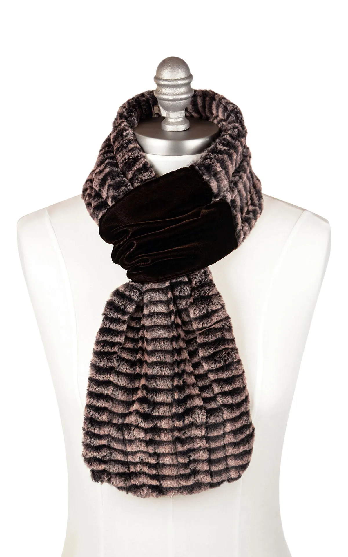 Faux Fur Gift Set - Velvet Pull-Thru Scarf and Headband in Sepia 8MM