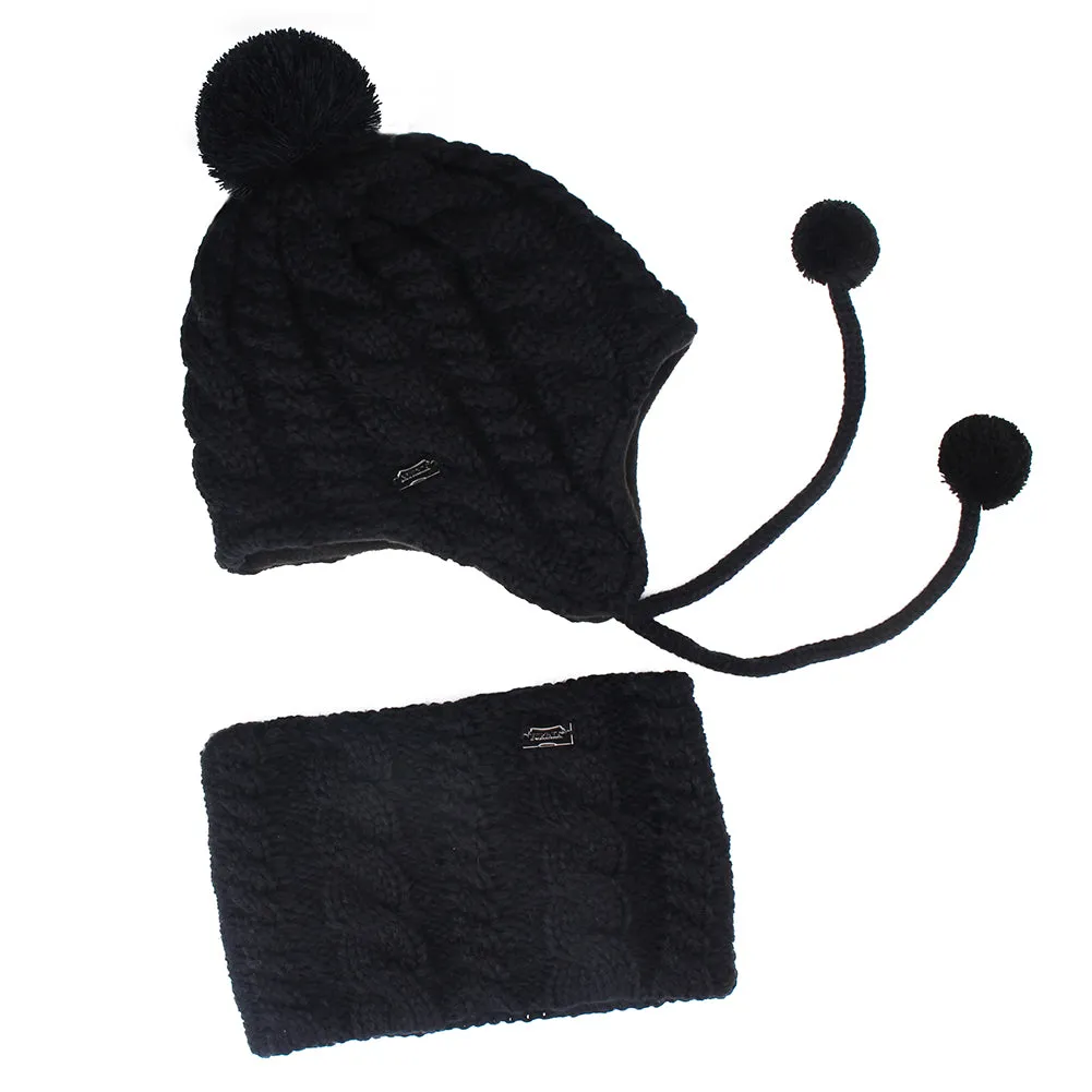 FURTALK Kids Winter Yarn Pom Pom Hat Scarf Set Drop Shipping SFFW004