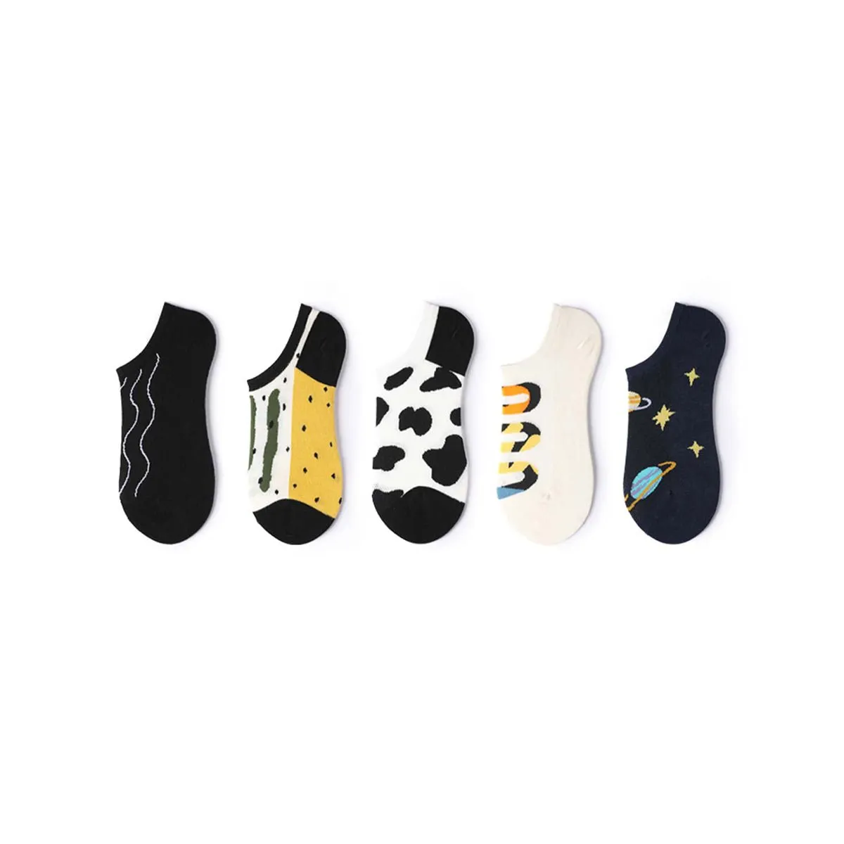 Galaxy Lightweight Summer Anti-slip Invisible Unisex 5pcs Ankle Socks Set