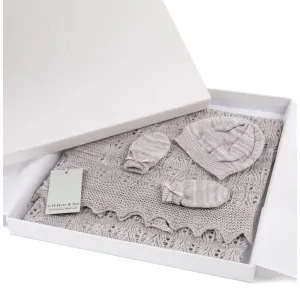 G.H.Hurt & Son Kitten Paw Wool Baby Gift Set - Grey Marl