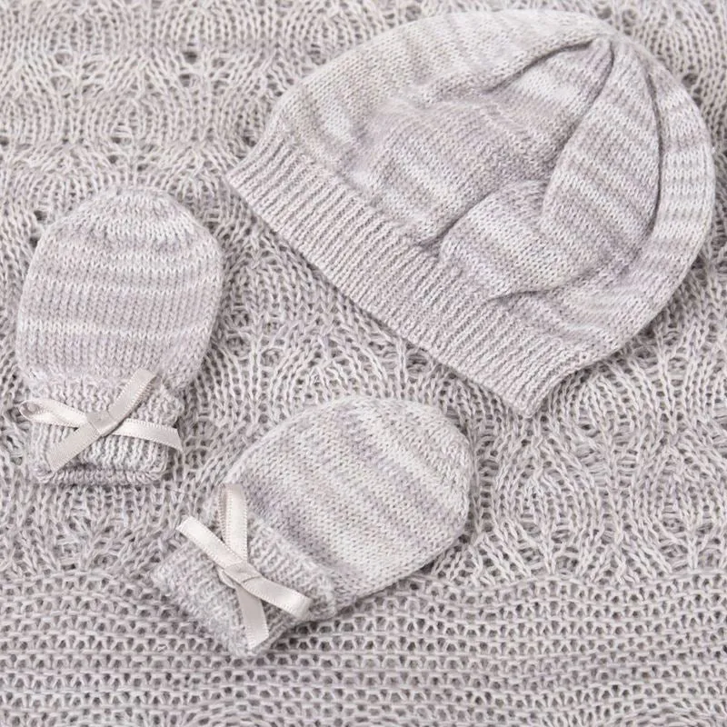 G.H.Hurt & Son Kitten Paw Wool Baby Gift Set - Grey Marl