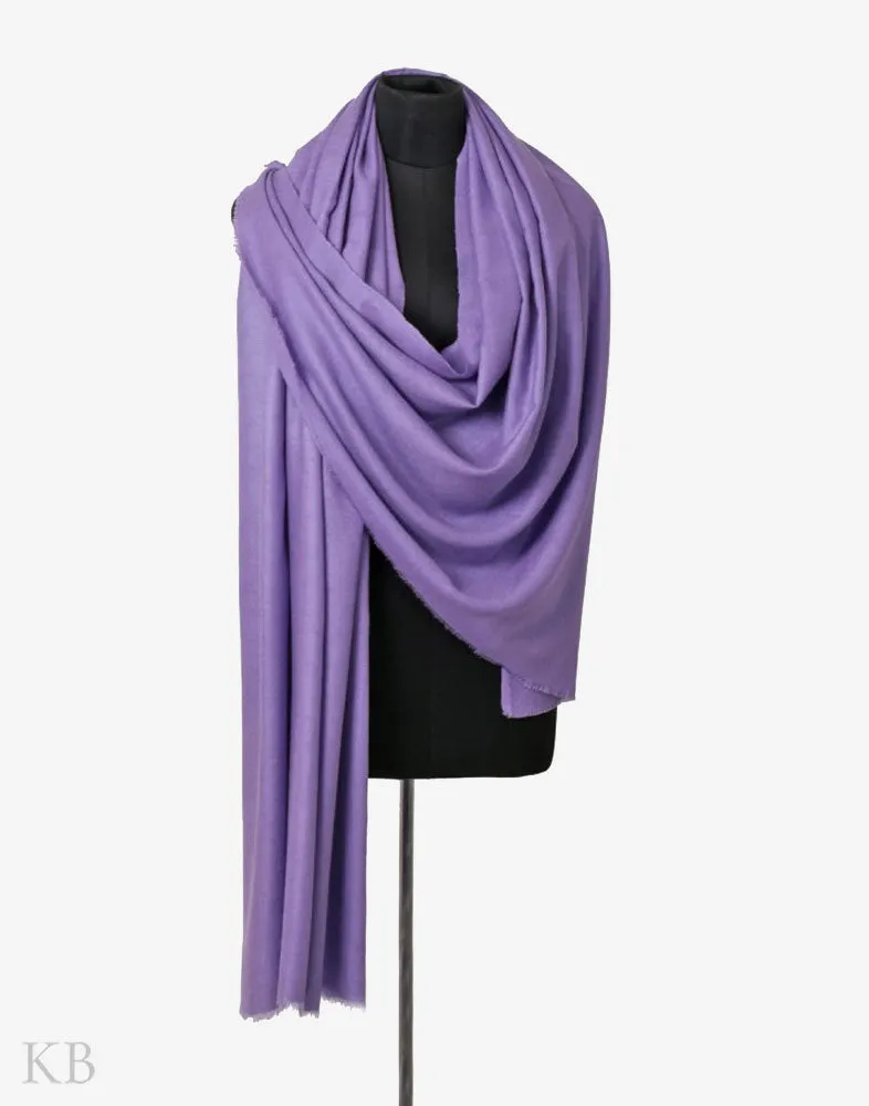 GI Certified Amethyst Purple Solid Cashmere Pashmina Shawl