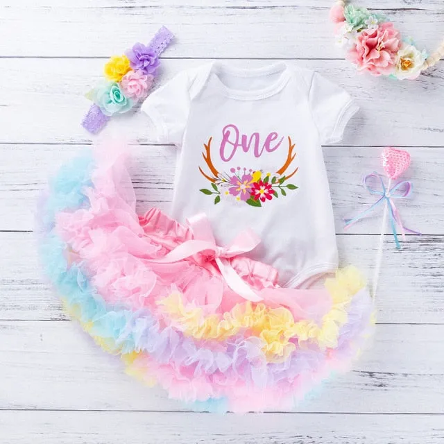 Girl Birthday Romper & Tutu Set