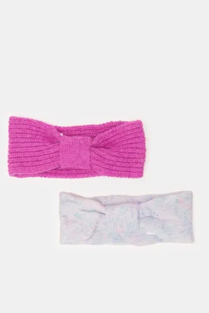 Girls Assorted Knitted Head Warmer Set (2 Piece)