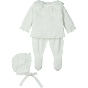 Girls White 3 Piece Knitted Set