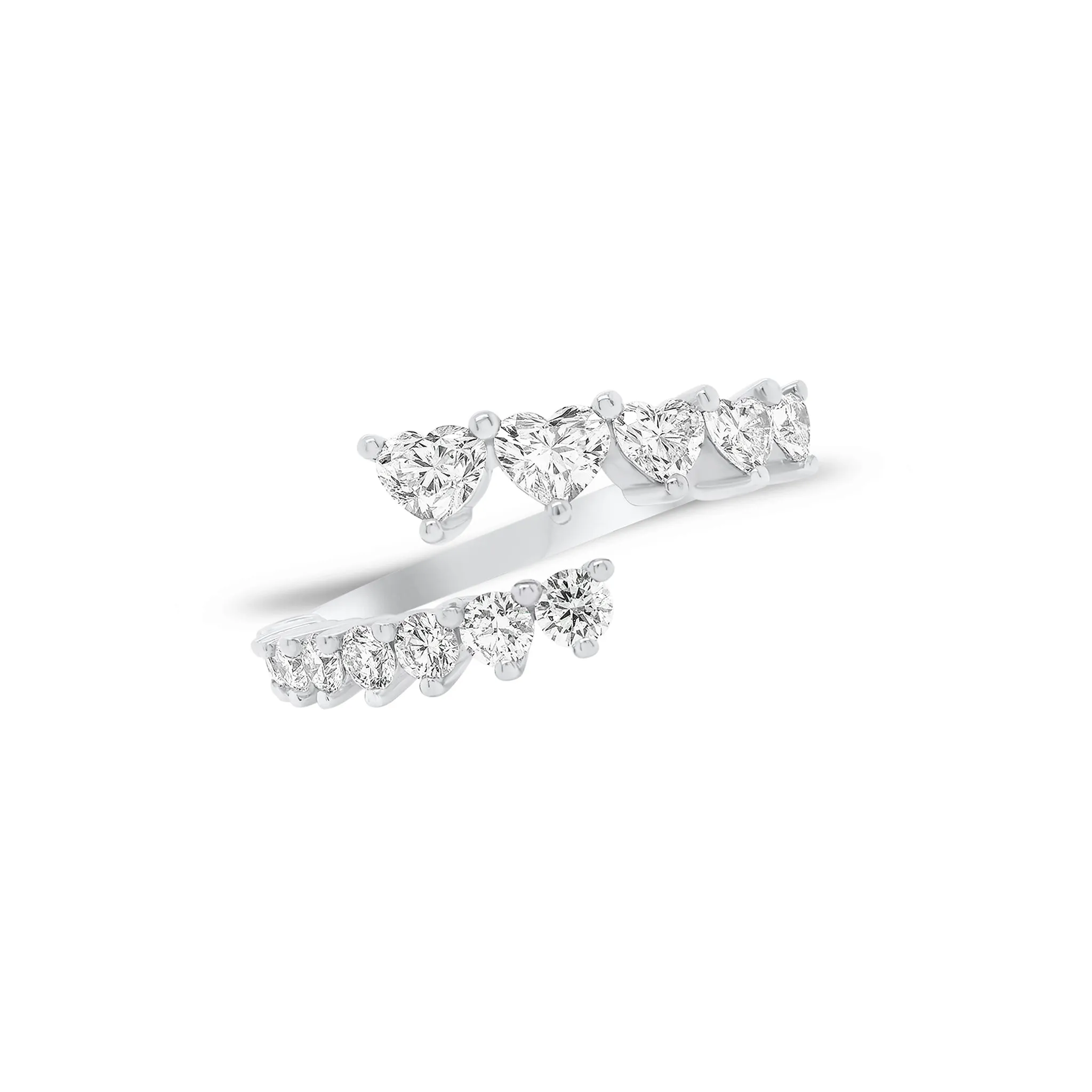 Heart-Shaped & Round Diamond Wrap Ring