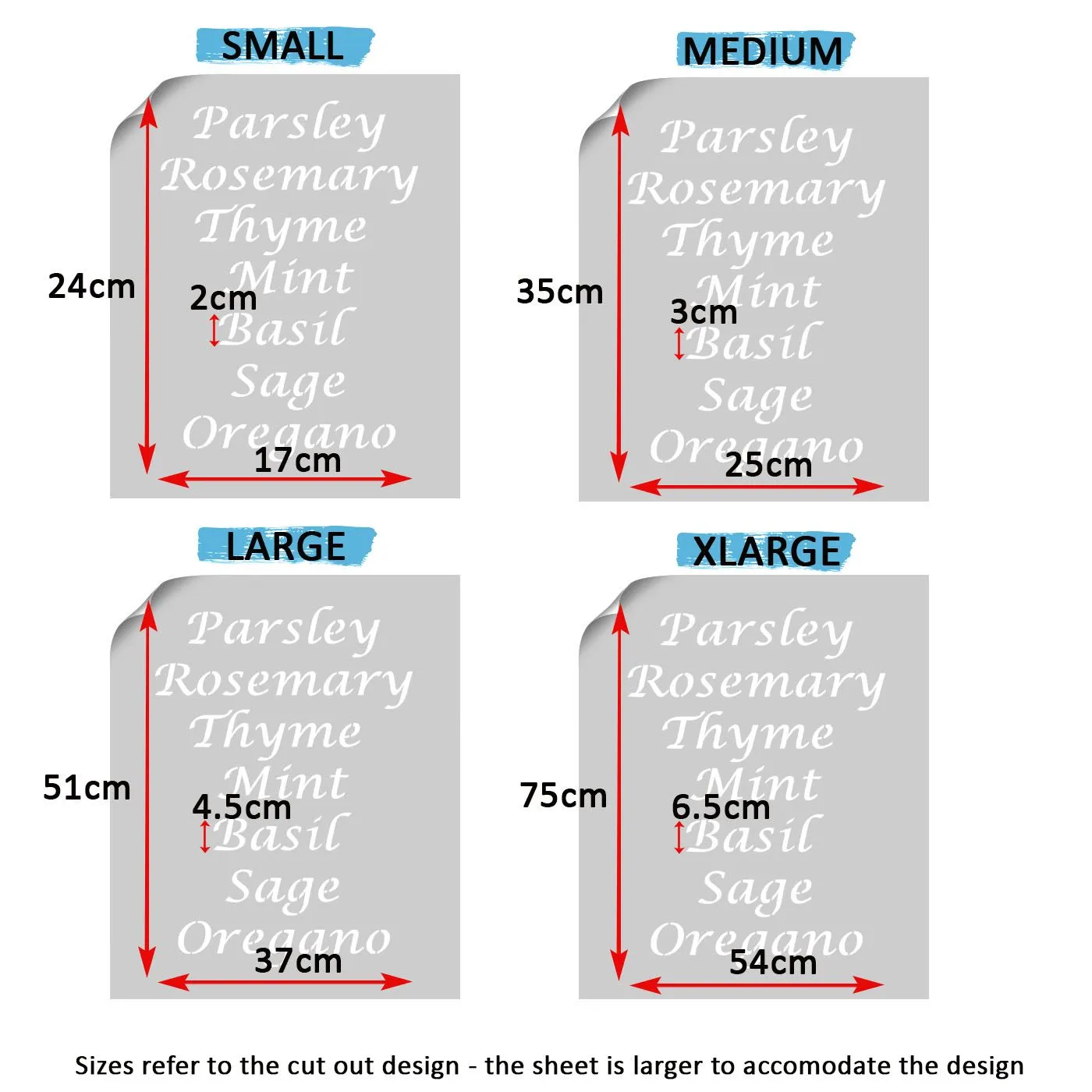 Herb names stencil set