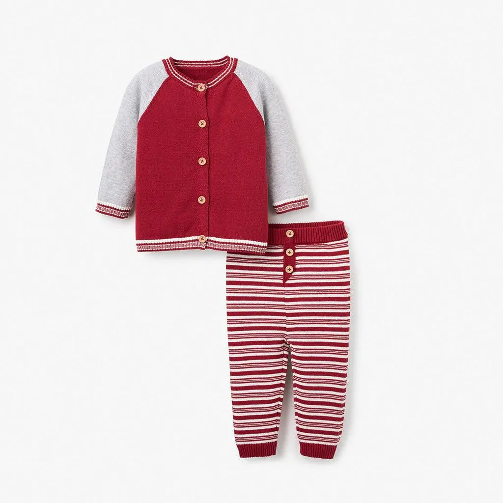 Holiday Baby 2 Piece Knit | Santa Baby Jacket w. Pants | Elegant Baby