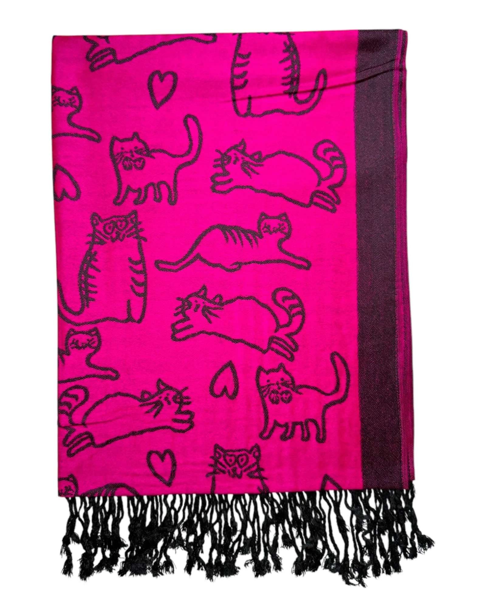 Hot Pink & Black Reversible Cat Rave Pashmina