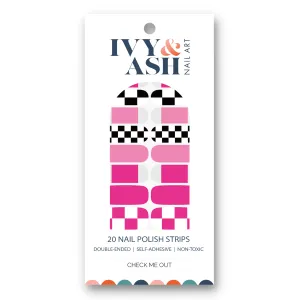 Ivy & Ash | Check Me Out | Bright Pink & Black Check Nail Polish Wrap