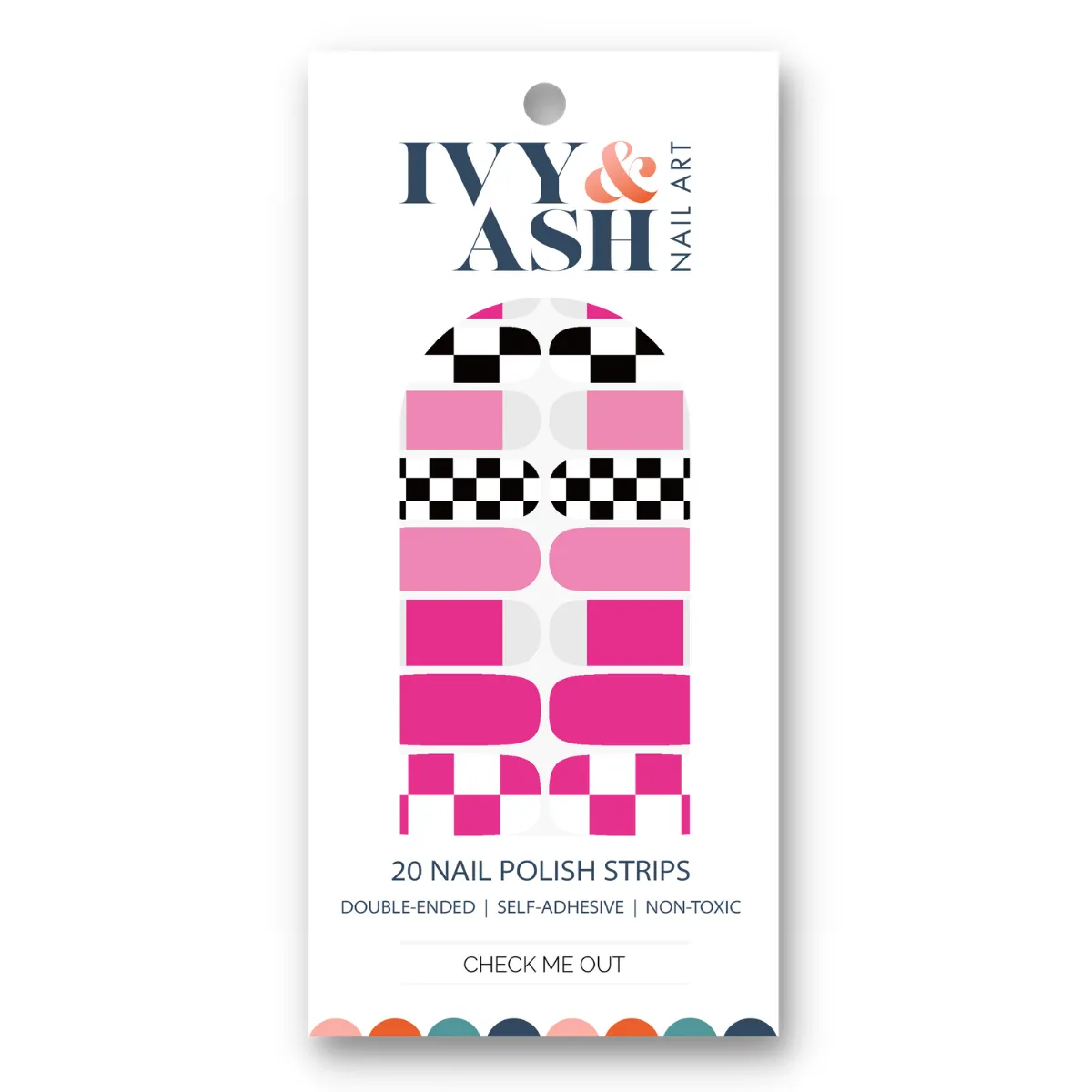 Ivy & Ash | Check Me Out | Bright Pink & Black Check Nail Polish Wrap