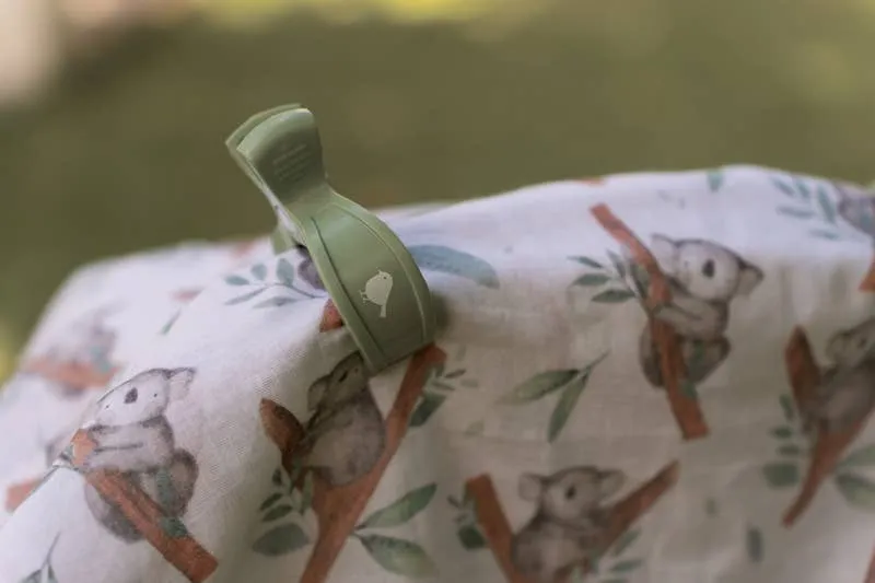 Koala Muslin Wrap & Sage Pram Clips Set