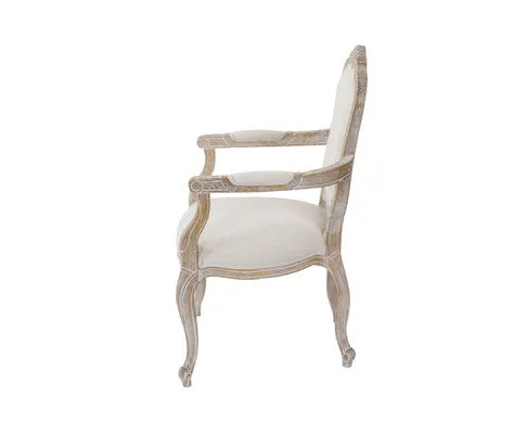 Large Size Oak Wood White Washed Finish Arm Chair Dining Set