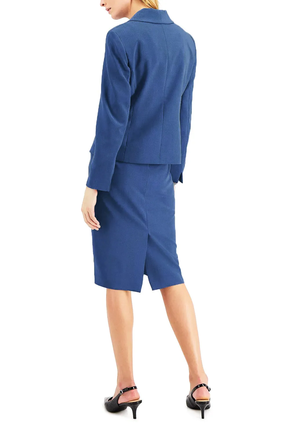 Le Suit Shawl Collar 2 Button Jacket With Matching Crepe Skirt