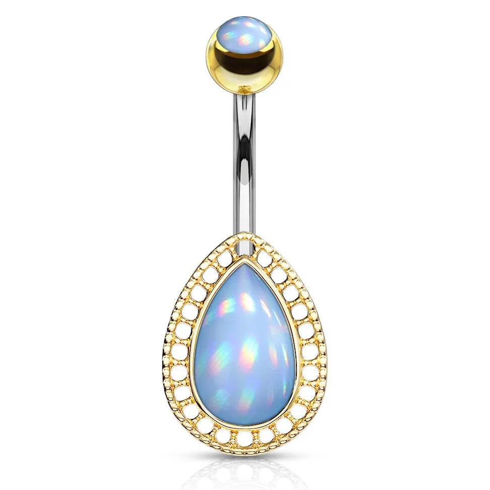 Lágrima Teardrop Illumini Belly Bar with Gold Plating