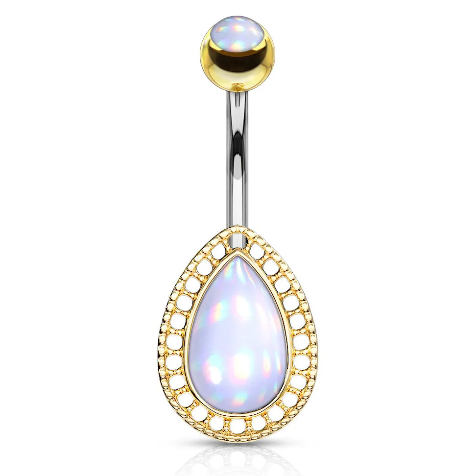 Lágrima Teardrop Illumini Belly Bar with Gold Plating