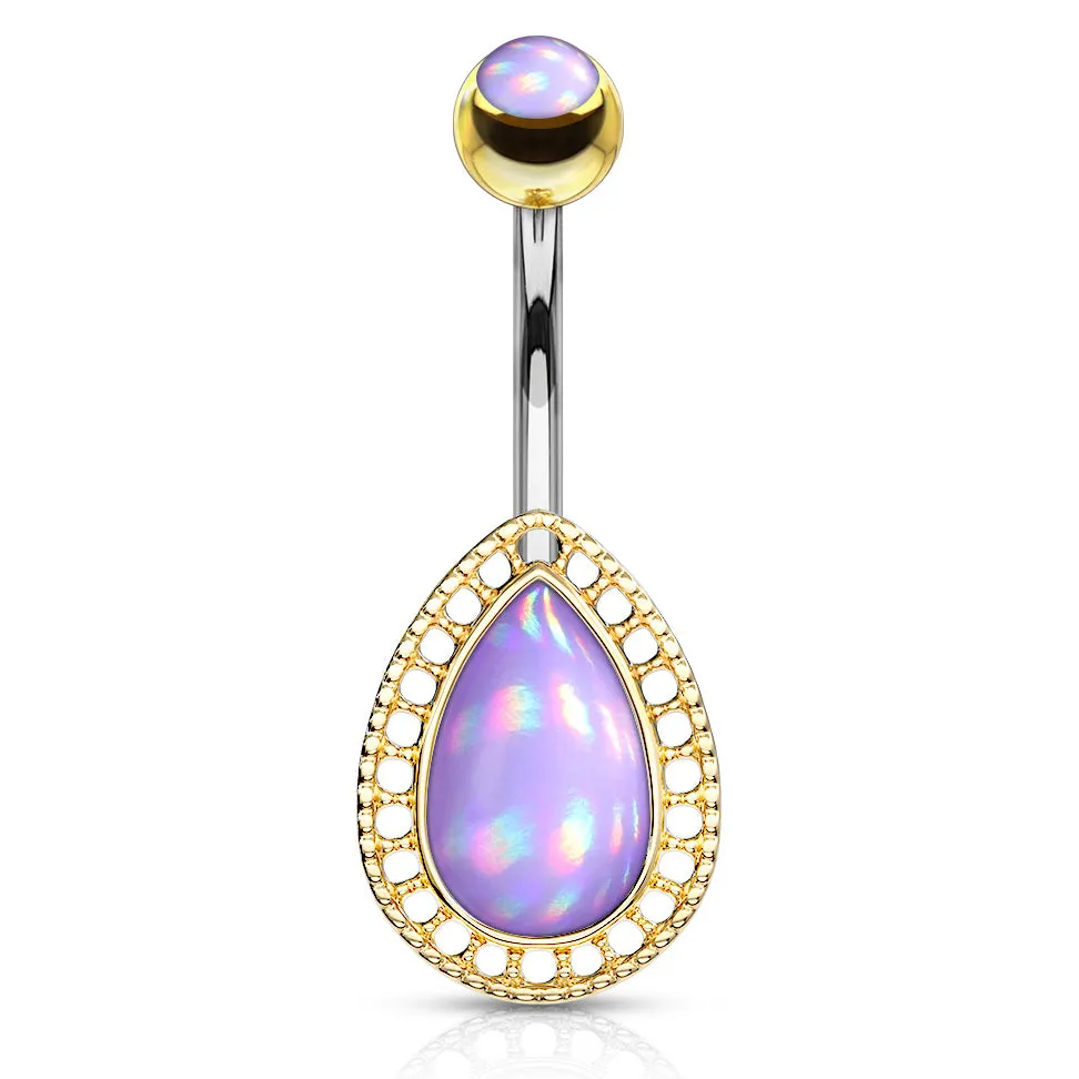 Lágrima Teardrop Illumini Belly Bar with Gold Plating