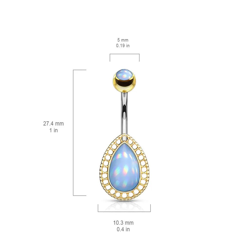 Lágrima Teardrop Illumini Belly Bar with Gold Plating