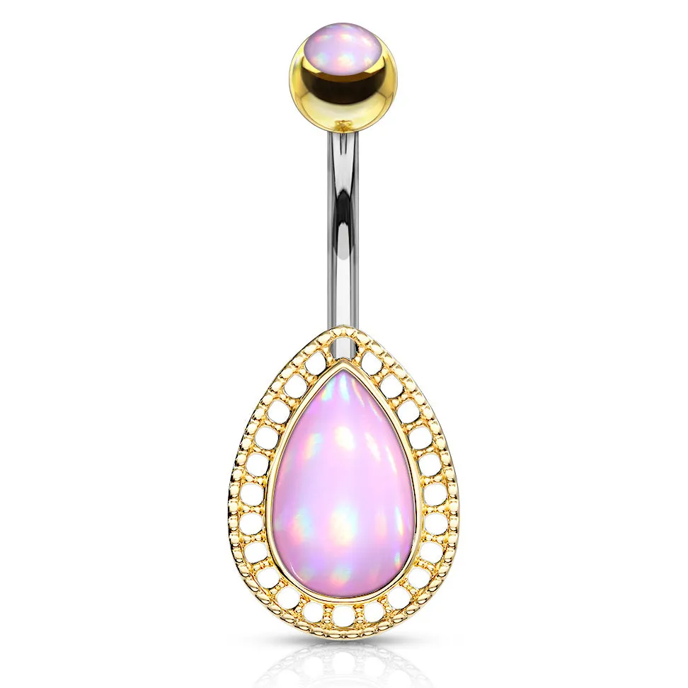 Lágrima Teardrop Illumini Belly Bar with Gold Plating