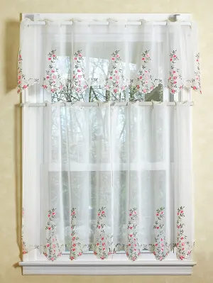 Lima Sheer Decorative Window Treatment Grommet Kitchen Curtain Swag Window Valance and Panel Tiers