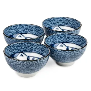 Lucky Cat Ceramic Japanese Rice Bowl Set