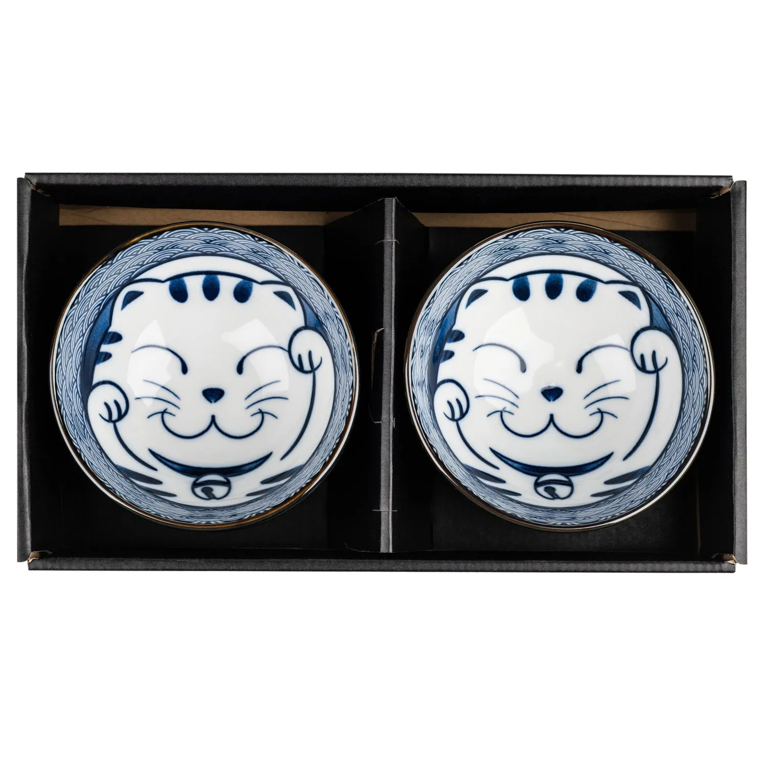 Lucky Cat Ceramic Japanese Rice Bowl Set