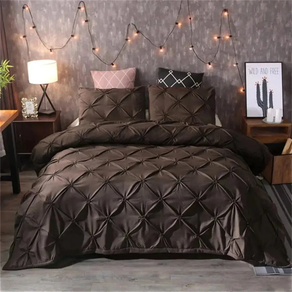 Luxury Pinch Pleat Brief 3 pcs Duvet Cover Set