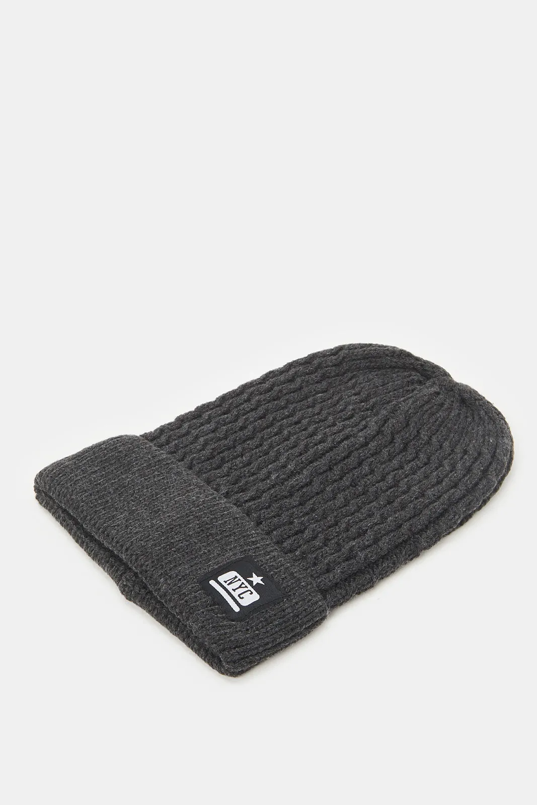 Men Black And Grey Knitted Cap Set (Pack Of 2)