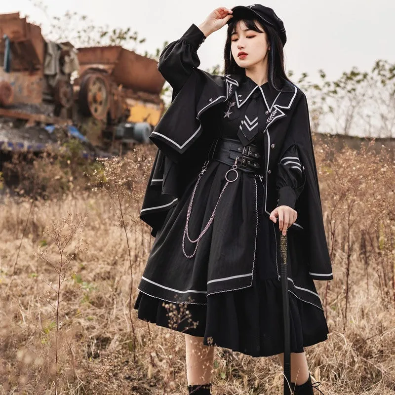 Military Uniform Shawl Cloak Dress