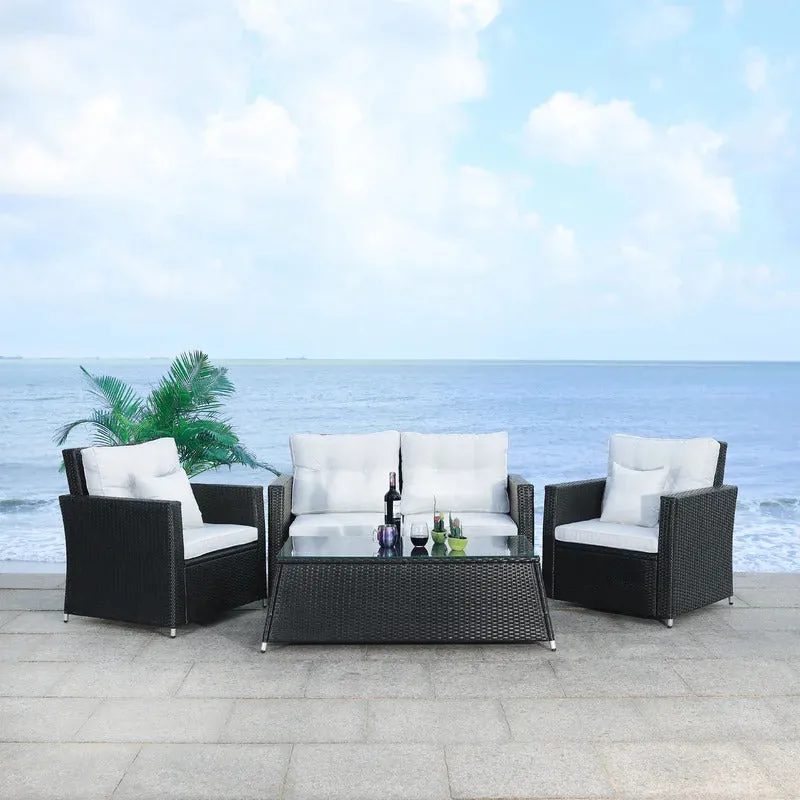 Moreau Outdoor Sofa Set 2 Seater, 2 Single seater and 1 Center Table (Black   White)