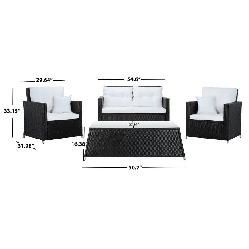 Moreau Outdoor Sofa Set 2 Seater, 2 Single seater and 1 Center Table (Black   White)