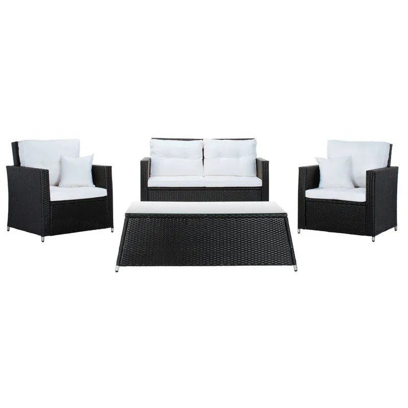 Moreau Outdoor Sofa Set 2 Seater, 2 Single seater and 1 Center Table (Black   White)