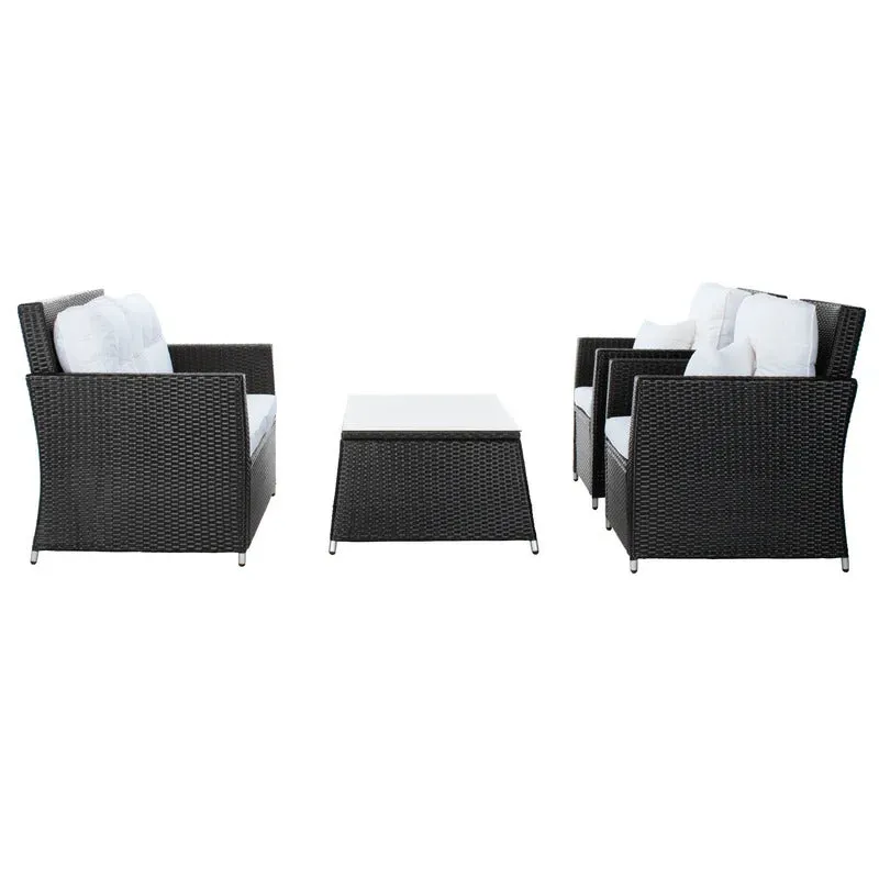 Moreau Outdoor Sofa Set 2 Seater, 2 Single seater and 1 Center Table (Black   White)