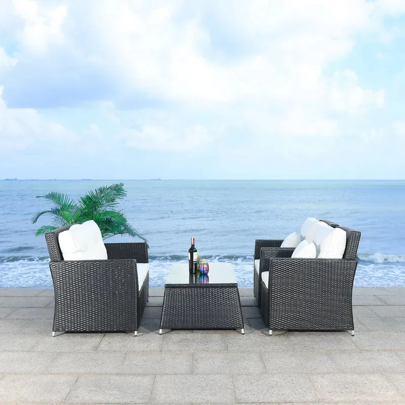 Moreau Outdoor Sofa Set 2 Seater, 2 Single seater and 1 Center Table (Black   White)