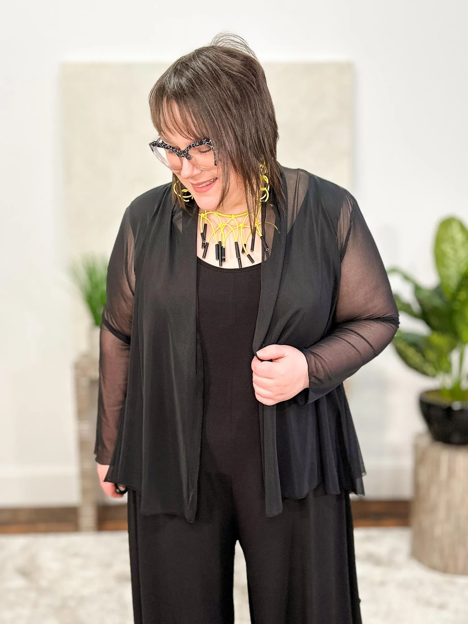 Mulino Cardigan, Black Mesh