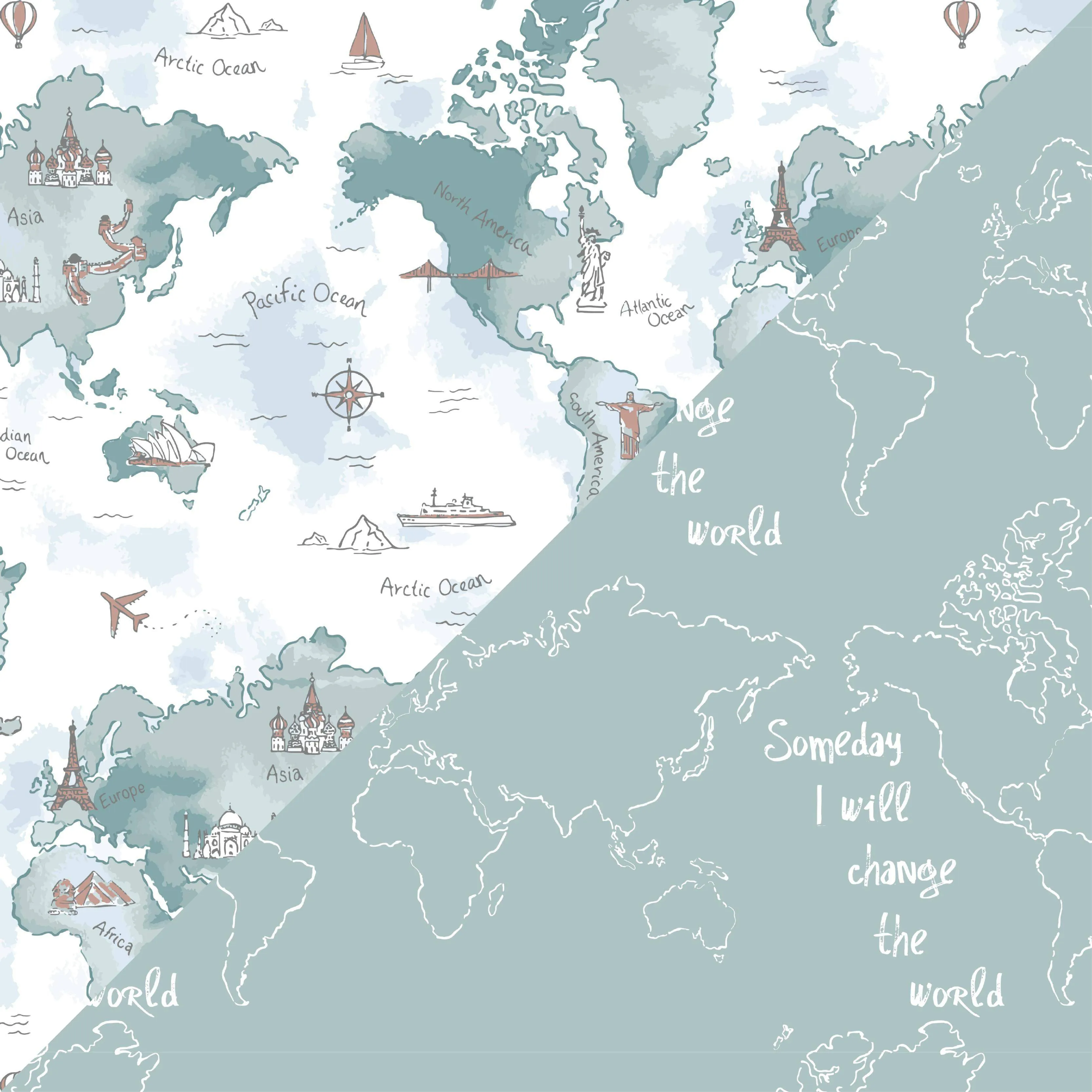 Muslin Swaddle Blanket Set Oh So Soft World Map   Someday