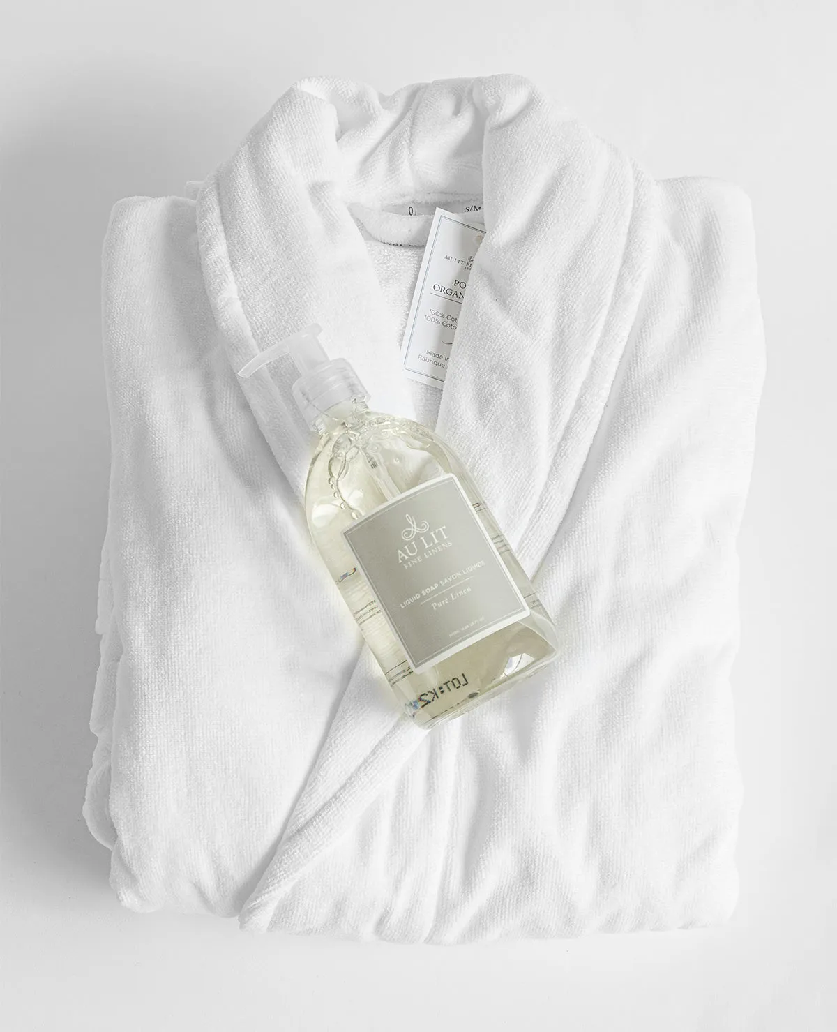 Organic Cotton Terry Robe White & Soap Set