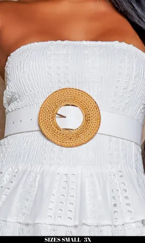 Oversized Raffia Buckle Belt - Circle