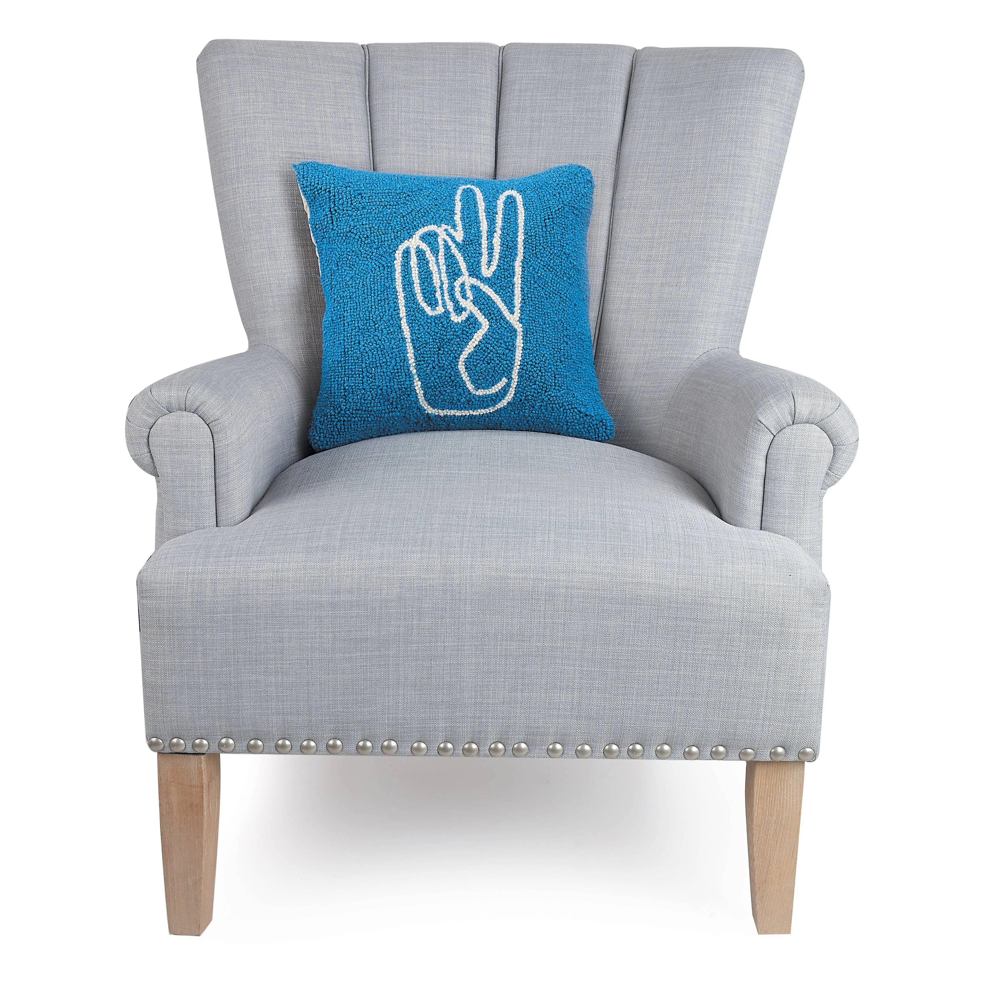 Peace Hand Blue Hook Pillow