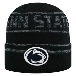 Penn State Nittany Lions TOW Black Striped "Effect" Style Cuffed Knit Beanie Cap