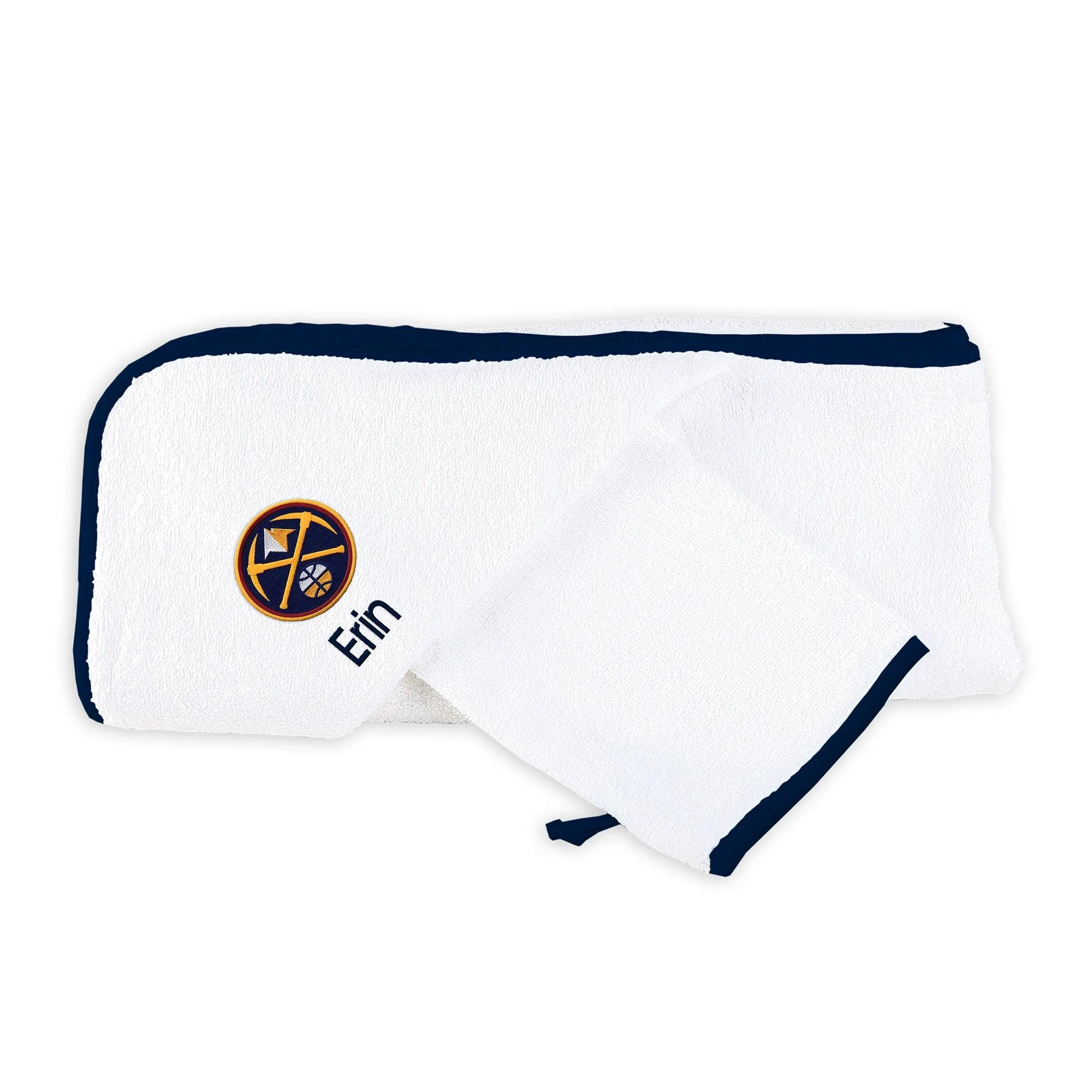 Personalized Denver Nuggets Hooded Towel & Wash Mitt Set