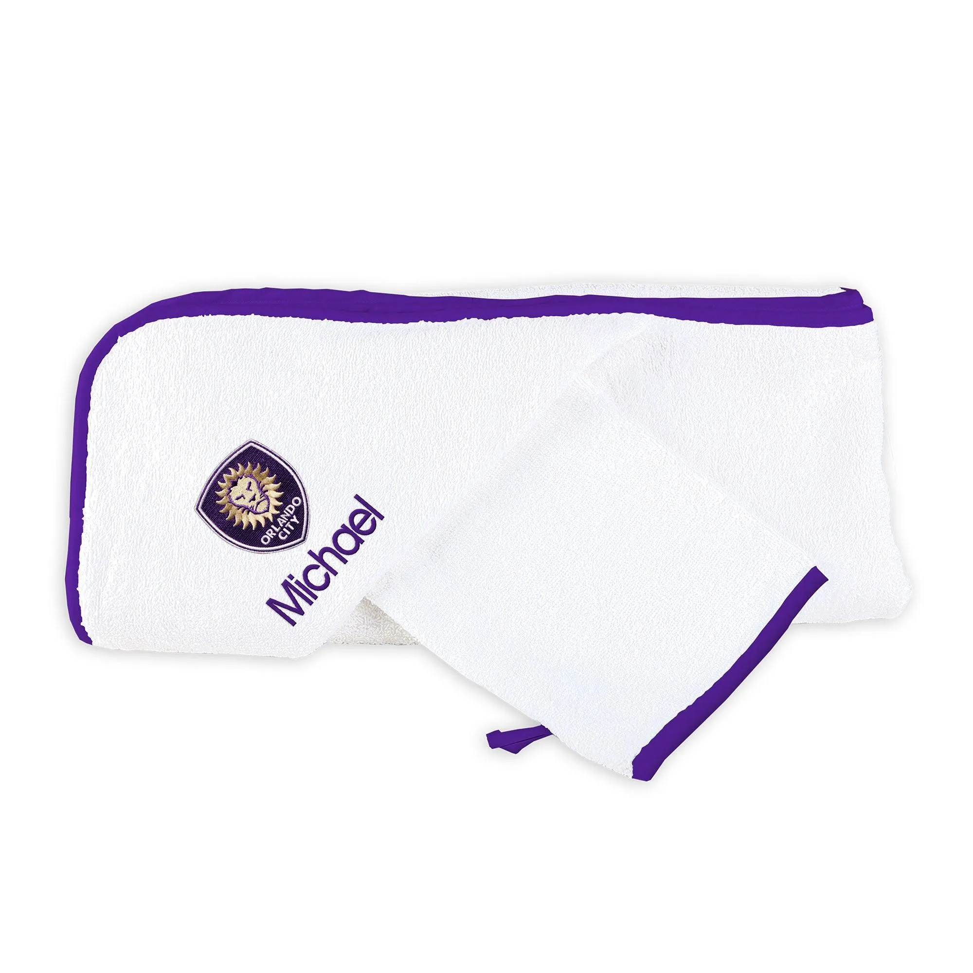 Personalized Orlando City Hooded Towel & Wash Mitt Set